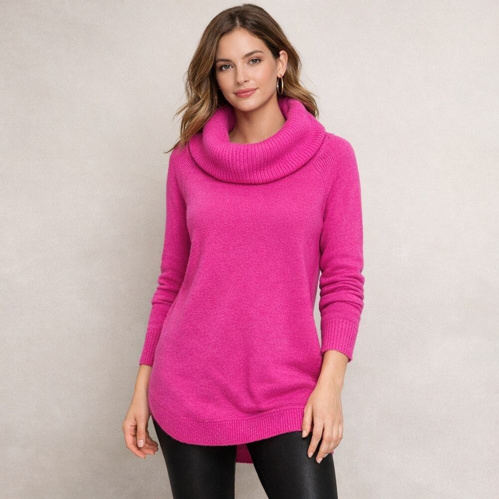 Anthropologie Moth Brenta Sweater Women's‎ Cowl Neck Oversized Tunic Pink Medium